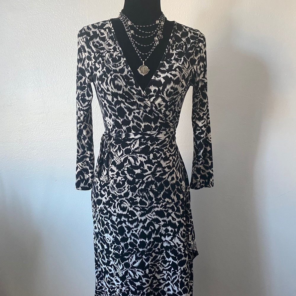 BCBG Black & White Wrap Dress